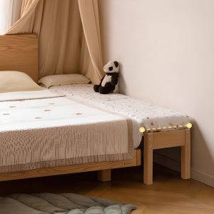 "Unfinished Color Art Deco Natural Wood Standard Kids Bed for Gender Neutral"