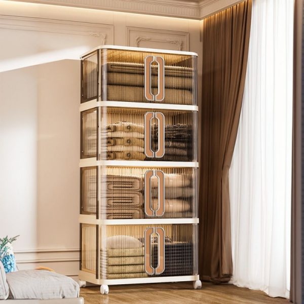 "Kids Wardrobe with Synthetic Material, Shelf, and Door"