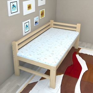 "Unfinished Color Simple Pine Wood Standard Children Bed for Gender Neutral"