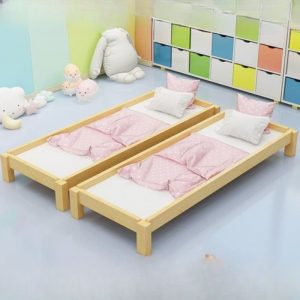 "Simple Unfinished Color Pine Wood Standard Children Bed for Gender Neutral with Guardrail"