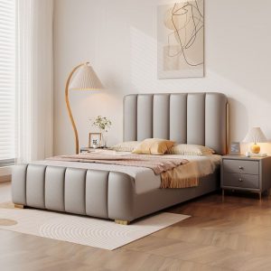 "Grey Wood Lift Up Storage Children Bed/Standard Kids Bed Leatherette with Headboard, Footboard and Coir Mattress"