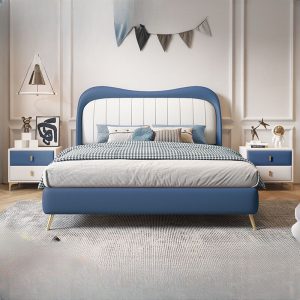 "Azure Casual Lumber Standard Children Bed with Faux Leather, Coir Mattress & Headboard for Gender Neutral"
