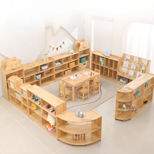 "Wood Color Standard Kids Bookshelf with 4/3 Shelves, Horizontal/Vertical, Closed/Open Back, Timber, Self-supporting, Scratch-tolerant"